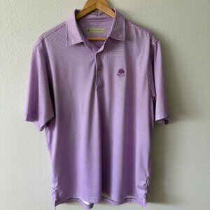 Donald Ross Purple White Gingham Check‎ Performance Polo Golf Shirt Size M